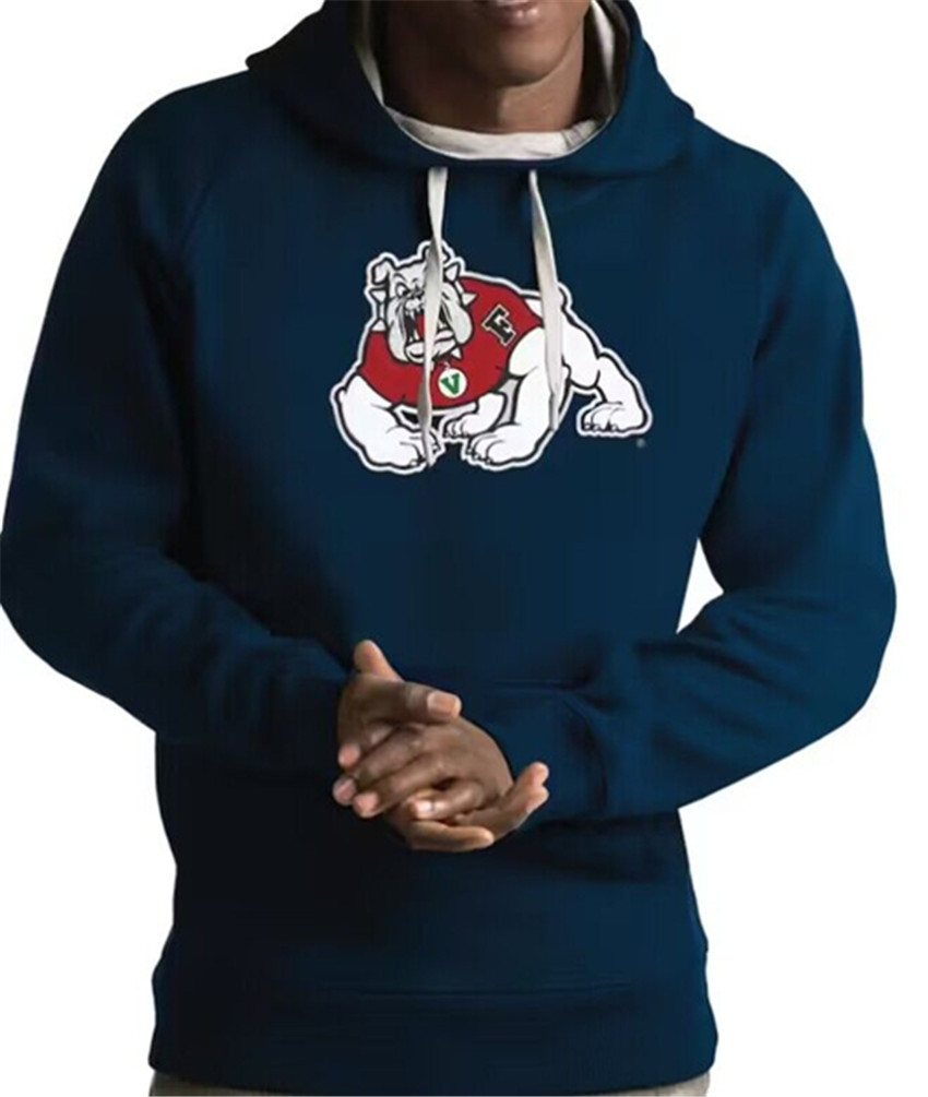 Men's Navy Fresno State Bulldogs Antigua Victory Pullover Hoodie